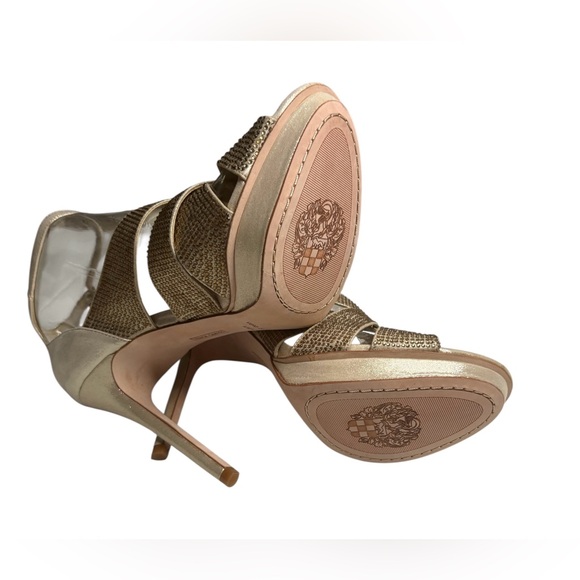 Vince Camuto Grimes Rhinestone Heel Sandals Gold Glazed Size 10 New in Box - Picture 7 of 9